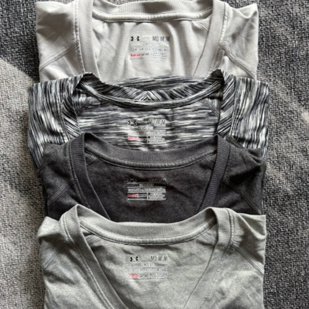 4 Under Armour Heat Gear V-neck Tops - Women's Medium